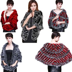 Winter Fur Shawl owija kobiety prawdziwy rex cape płaszcz z pustym wzorem