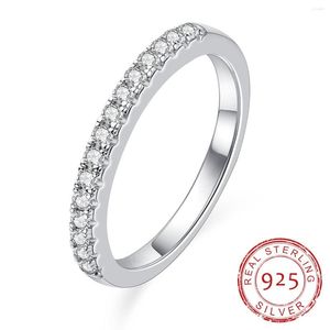 Кластерные кольца Anujewel 1,5 мм D Цвет Moissanite Half вечность Кольцо кольцо 925 Серебряный серебряный палец для женщины
