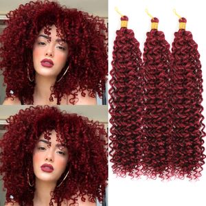 Extensões de cabelo de crochê de onda de água de 14 polegadas Sintética onda de água profunda Marlibob Peruca Afro Jerry Curl Kinky Curly Twist Trança de cabelo Tecer para mulheres negras LS22
