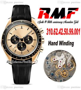 RMF Moonwatch Moonshine carica manuale cronografo orologio da uomo 2022 oro giallo champagne quadrante in gomma 310.62.42.50.99.001 Apollo 11 50th Anniversary Edition Puretime