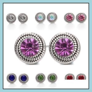 Cazibe bilezikler vintage noosa parçaları kristal çıtçıt düğmesi mücevherleri 12mm ile rhinestone diy bileklik halkaları kadın erkekler parti hediye drop de dhh4m