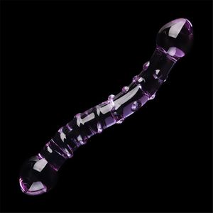 Sex toy massager 180x30mm Glass Sex Toys Double Head Dildo Crystal Penis Anal Butt Plug Vagina Female Male Gay Masturbation