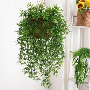 Decorative Flowers Hanging Plants Eco-friendly Bamboo Leaves Home Decor Wall Artificial Rattan For Office