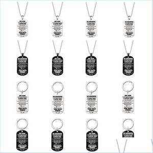 Pendant Necklaces Inspirational Gift To Son From Mom-Never Forget Mother Dad Pendant Necklace Keyring Sons Birthday Graduati Lulubaby Dhuwx