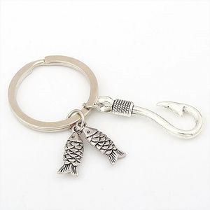 Ny legering Fish Hook Fashion Keychain Utsökt semester smycken ring Fader nyckelring