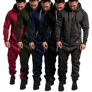 Men's Tracksuits Men's Men Set Causal Pure Color Splicing Hoodie Jacket 1Pcs Tracksuit Sportswear Hoodies Sweatshirt Pants Jogger Suit