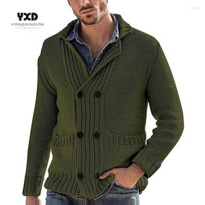 Men's Sweaters Men's Sweatercoat Men Fashion Solid Color Cardigan Male Lapel Long Sleeve Knitted Man K- Warm Coat Homie Knitwear