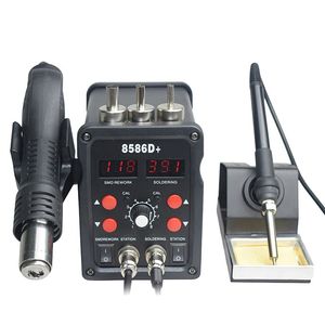 Welding Stations 8586D 2 in 1 Digital Display Hot Air Blower Soldering Station Rework Station Electric Soldering Iron Welding Repair Tool