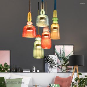 Pendant Lamps Modern Led Lights Stained Glass Nordic Living Bedroom Children's Lighting Fixture Hanging Indoor Decoration Lamp