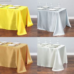 Bordduk 1pcs Satin Tracke Modern Style Guld Vit duk för julbröllop Party Tablar Täcker Röd Draduk Heminredning L220905