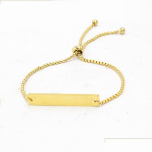 Cadeia de ligação à mão artesanal de aço inoxidável em branco Bracelet Mirror Mirror Diy Grave ajustável Cadeia de caixa deslizante dourada ajustável BraceL