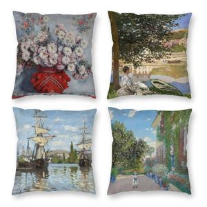 Federa per cuscino Monet Ers Set di 4 federe per pittura decorativa Cuscino per fattoria 18X18 pollici 45X45 cm Consegna a domicilio 2022 Bdesybag Amsdn