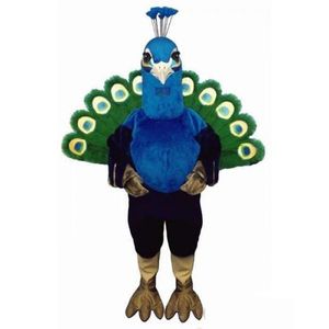 2022 Yüksek Kaliteli Mavi Peacock Maskot Kostümü Cadılar Bayramı Noel Süslü Parti Karikatür Karakter Kıyafet Takım Uygun Kadınlar Erkekler Giyin Karnaval Unisex Yetişkinler