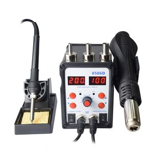 8586D dual digital display welding station hot air blower electric iron welding repair tool Soldering station