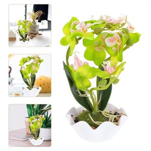 Decorative Flowers Orchid Fake Decorationartificial Faux Flower Pot Simulationdesktop Centerpiece Bonsai Wedding Phalaenopsis Cymbidium