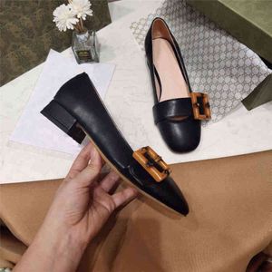 70% OFF Designer luxury slippers family bamboo buckle single women's thick heel shallow mouth square head ballet grandma one foot pedal