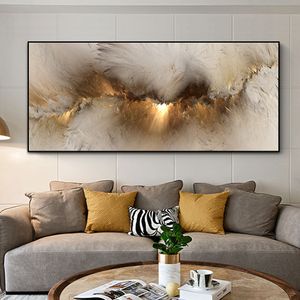 Pittura su tela Astratta Grigio Nuvola Gialla Immagine della parete Paesaggio nordico Poster e stampe per soggiorno Cuadros Decor