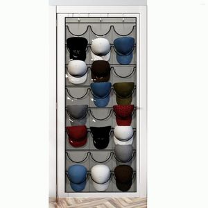 Ganci per cappellino da baseball rastrellatura appesa al organizzatore di stoccaggio della porta con 24 tasche trasparente supporto per appendiabiti rotondi.