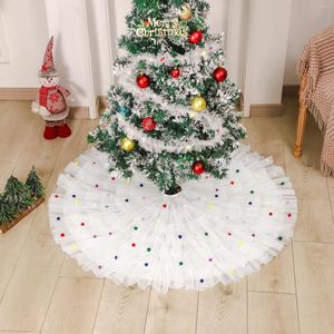 Christmas Decorations 78/90/122cm Tree Skirt Mesh Carpet Snowflake White Plush Mat For Home Xmas Year Decor Noel Apron Ornament