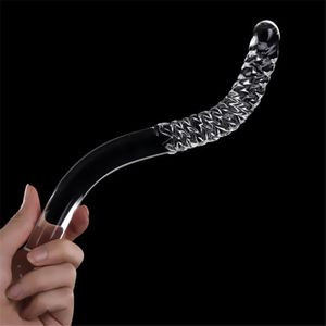 Sex toy massager Big Long Double Bead Glass Sex Toys Crystal Dildo Fake Penis Anal Butt Plug Vagina Stimulator Female Gay Masturbation