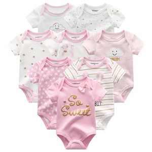 Pagliaccetti 8 pezzi/lotti nati neonate pagliaccetti cotone manica corta abiti abbigliamento ragazzi cartoni animati bambini tute 220905