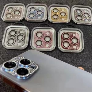 Rhinestone Glitter Camera Lenses Protector For iphone 11 12 13 14/pro/max/pro max/13/mini Anti Scratch Anti-fingerprint Luxurious 3D phone Camera Screen Cover