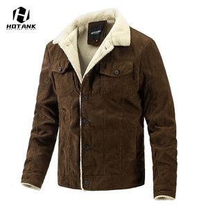 Herrjackor Autumn Winter Mens Jacket Lapel Corduroy Coat Brand Fleece Wool Collar Thick Men Retro Fashion Warm Rockar 220905