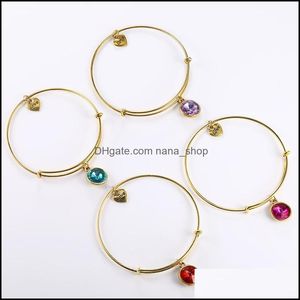 Charm Bracelets Sale Birthstone Vintage Gold Expandable Wire Love Charm Bracelet Bangles For Women Diy Bangle Friend Birthda Nanashop Dh4Aw