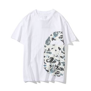 2022 męskie t-shirty męskie projektant t shirt shark damska koszulka z głową kamuflaż blask koszulka z czystej bawełny luminous nadruk kreskówkowy Anti-pilling Anti-Shrink Paneled tee
