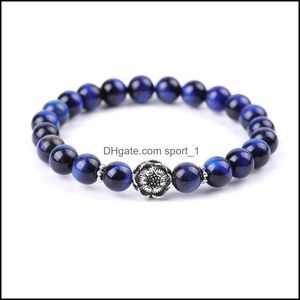 Charm Bracelets Men Blue Green Red Tiger Eye Stone Bracelet Buddha Handmade 8Mm Beads Bracelets Summer Women Jewelry Gift Drop Deliver Dhrhr