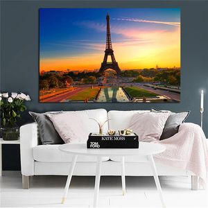 Canvas Målning Paris City Eiffel Tower Landscape Nordic Affischer and Prints Scandinavian Modern Wall Picture for Living Room
