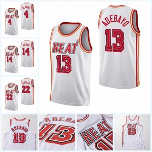 Coutume Miami achat en gros de Custom Heat Basketball Jersey Miamis Classic Edition Stiched Bam Adebayo Jimmy Butler Dwyane Wade Tyler Herro Kyle Lowry Bam Robinson