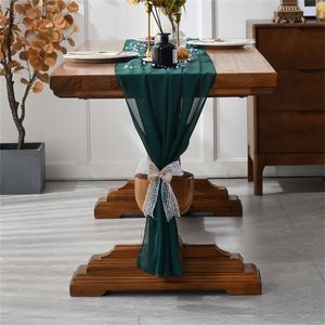 Table Runner Sheer Chiffon Luxury Solid Color Rustic Boho Wedding Party Bridal Shower Birthday Home Christmas Decoration 220902