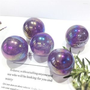 Estatuetas decorativas naturais coloridas aura colorida ametista esfera bolas de cristal artesanato folk cura pedra para decoração em casa