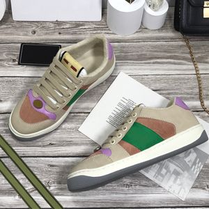 2023 Og Quality Top Designer Casual Shoes Mode Retro Dirty Shoe Klassiska parskor Läder Sneakers Herr Sneaker Dam Stl 35-44