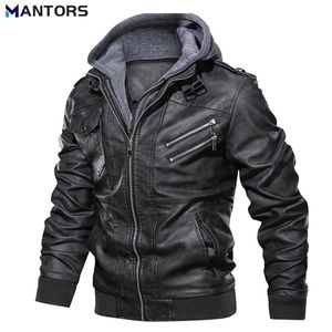 Men's Leather Faux MANTORS Motorcycle Jacket Men Casual Detachable Hat Streetwear PU Coat Autumn Winter Mens 220905