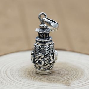 S925 Sterling Silber Medaillons Gawu Box Sechs-Wörter Buddhismus Anhänger Halsketten Retro Buddhistische Vintage Amulette Namo Maitreya Buddha Sarira Halter Rohr Schmuck