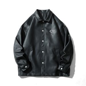 Erkek Ceketler Bahar yüksek kaliteli erkekler için erkekler için japon vahşi gündelik sokak kıyafeti varsity büyük boy deri ceket erkek 220905