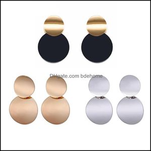 Charm 3 Colors Round Jewelry Charm Curved Dangle Earrings With Matte Paint Discs For Women Gift Drop Delivery 2021 Dhseller2010 Dhyib