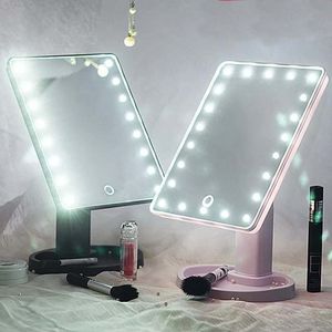 Mirrors Creative Adjustable LED Makeup Mirrors Bathroom Desktop Decorative Touch Dimmable Switch Cosmetic Storage Stand 20220905 E3