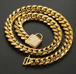 Catena di moda tono oro Curb Cuban Pet Link Acciaio inossidabile CZ Chiusura Collare per cani Collane per animali all'ingrosso