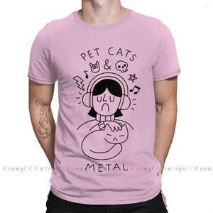 Erkek Tişörtleri Yüksek Kaliteli Erkekler Meow Müzik Kedi Siyah T Shirt Pet Kedileri ve Metal Saf Pamuk Gömlek Tees Harajuku Tshirt