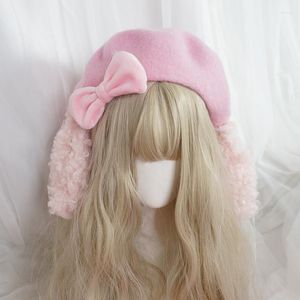 Berets Original Design Pink Lovely Warm Painter Han Edition Japanese Wool Hat Beret Felt Trilby