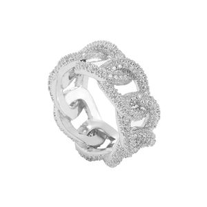 Роскошные камни мужские женские кольца Золото Бланг Хип -хоп панк циркон кольцо кубинское звено цепное преувеличенное уличное художник кольцо для женщин мужчин