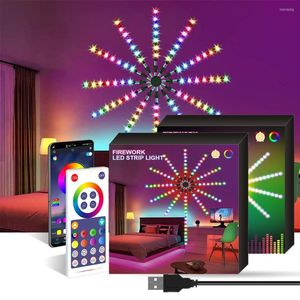 Party-Dekoration, LED-Streifen, Feuerwerk, RGB, Musik, Sound, Synchronisierung, Bluetooth, IR, Dc, 5 V, magischer Sternenhimmel, vollfarbiges Weihnachtslicht