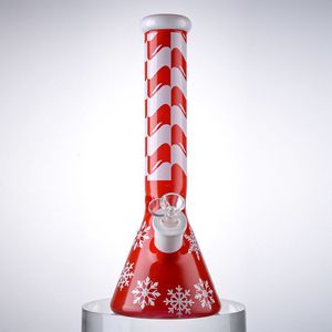 13 Inch Big Hookahs Christmas Style Oil Dab Rigs Straight Tube Smoking Water Pipes Xmas Beaker Bongs Diffused Downstem 18mm Female Joint