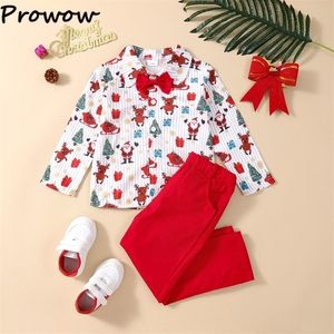 Особые случаи Prowow детская одежда для мальчика рождественские наряды для джентльменской рубашки красные брюки малыш набор 2023 Детский костюм 220830