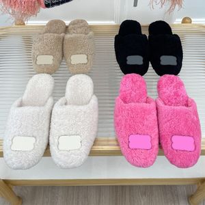 Mysiga mule mysiga tofflor mulor i svart falskt shearling net röda stjärna plantera grässko övre varumärkeslogo dekoration high end casual berömda designer skor