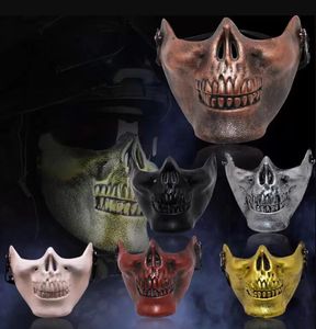 Skeleton Party Mask Half Face Actual Combat Warrior Face Masks Halloween Party scary mask Fast Delivery