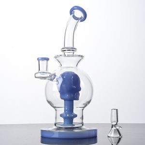 Wholesale Glass Bong Hookahs Skull Showerhead Perc Percolator Water Pipes 14mm Female Joint Bongs Ball Style Oil Dab Rigs With Bowl